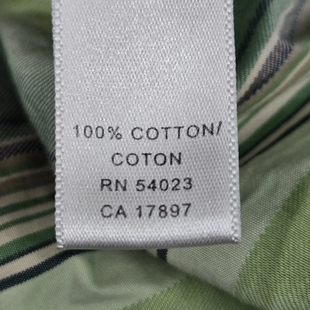 VINTAGE Banana Republic Men Button Up Shirt XL (17 1/2) Green Striped